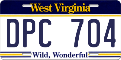 WV license plate DPC704