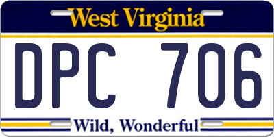 WV license plate DPC706