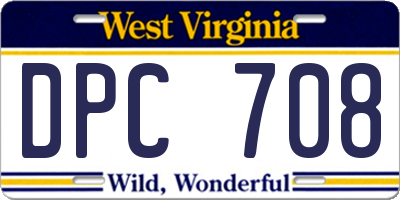 WV license plate DPC708