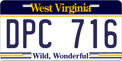 WV license plate DPC716