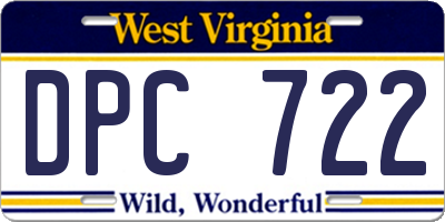 WV license plate DPC722