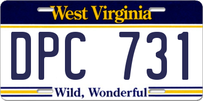 WV license plate DPC731