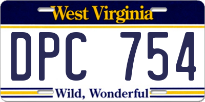 WV license plate DPC754