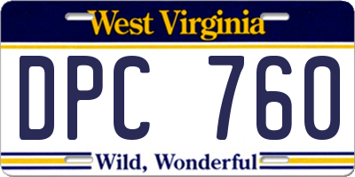 WV license plate DPC760