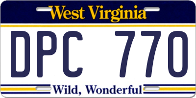 WV license plate DPC770