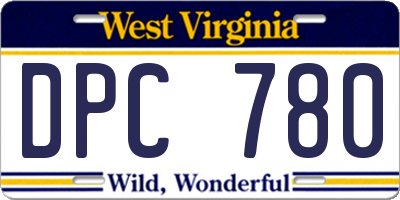 WV license plate DPC780