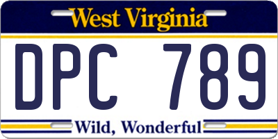 WV license plate DPC789