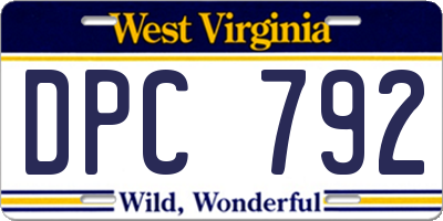 WV license plate DPC792