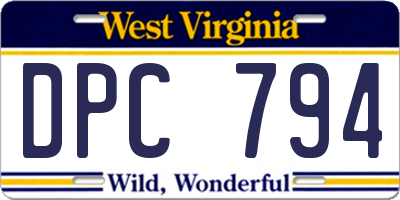 WV license plate DPC794