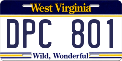 WV license plate DPC801