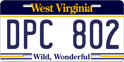 WV license plate DPC802
