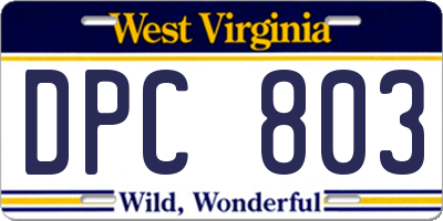 WV license plate DPC803