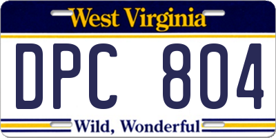 WV license plate DPC804