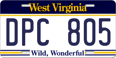 WV license plate DPC805
