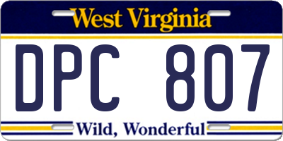 WV license plate DPC807