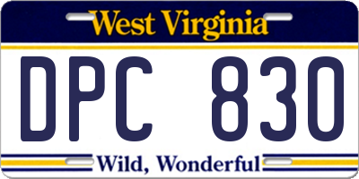 WV license plate DPC830