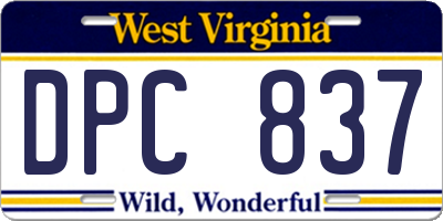 WV license plate DPC837