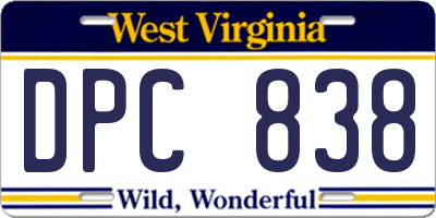 WV license plate DPC838
