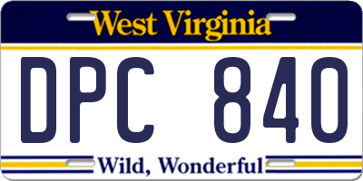 WV license plate DPC840