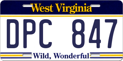 WV license plate DPC847