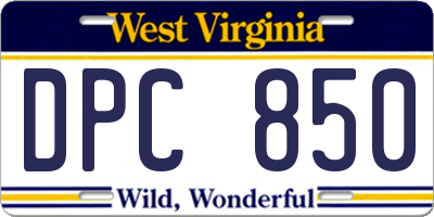 WV license plate DPC850