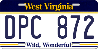 WV license plate DPC872