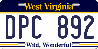WV license plate DPC892