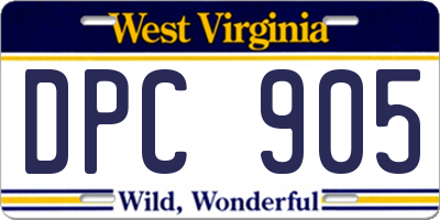 WV license plate DPC905
