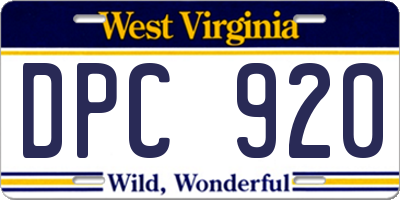 WV license plate DPC920