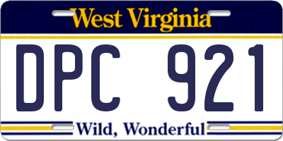 WV license plate DPC921