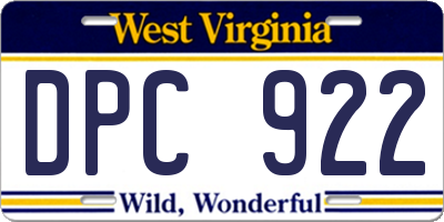 WV license plate DPC922