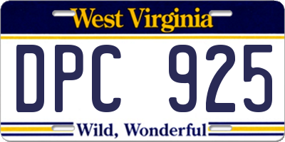 WV license plate DPC925