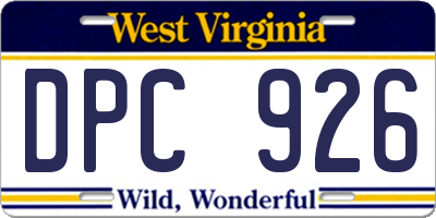 WV license plate DPC926