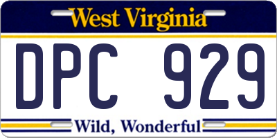 WV license plate DPC929