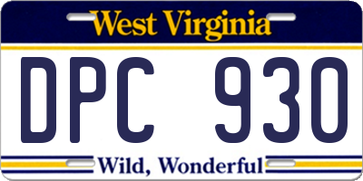 WV license plate DPC930