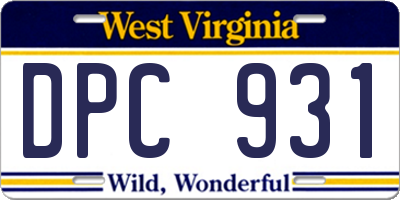 WV license plate DPC931