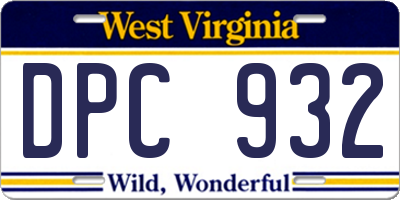 WV license plate DPC932