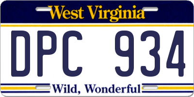 WV license plate DPC934