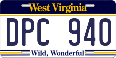 WV license plate DPC940
