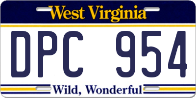 WV license plate DPC954