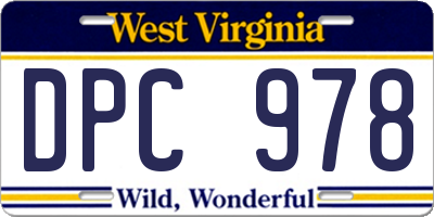 WV license plate DPC978