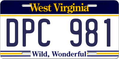 WV license plate DPC981