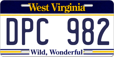 WV license plate DPC982