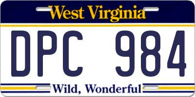 WV license plate DPC984