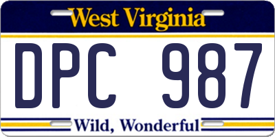WV license plate DPC987