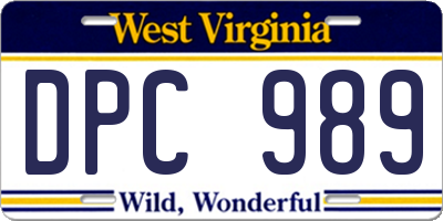 WV license plate DPC989