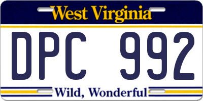 WV license plate DPC992