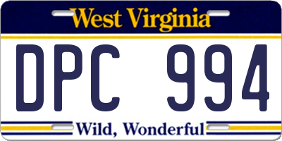 WV license plate DPC994