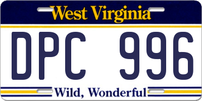 WV license plate DPC996