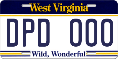 WV license plate DPD000
